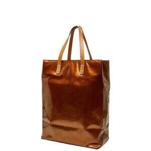 Louis Vuitton Bron Reed Bag Leather Vernis Tote White Brown Patent